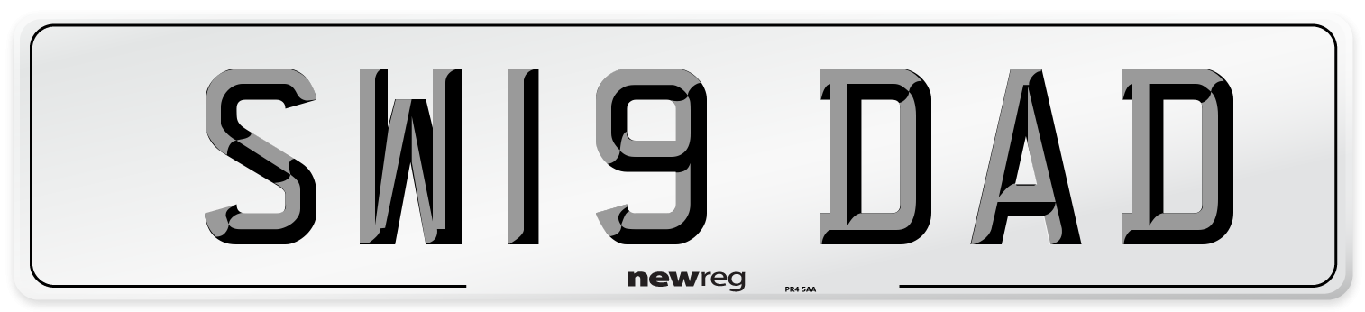 SW19 DAD Number Plate from New Reg
